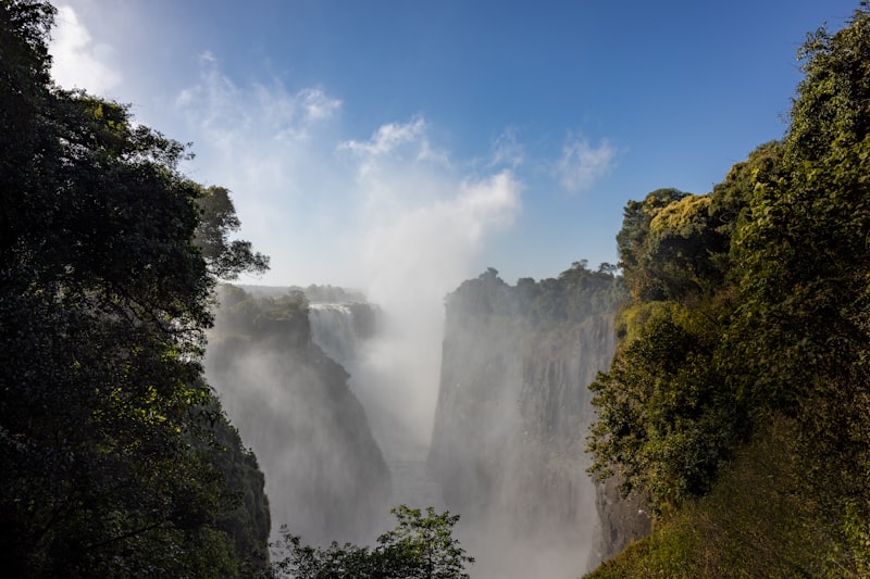 Victoria Falls waterfall from a distance