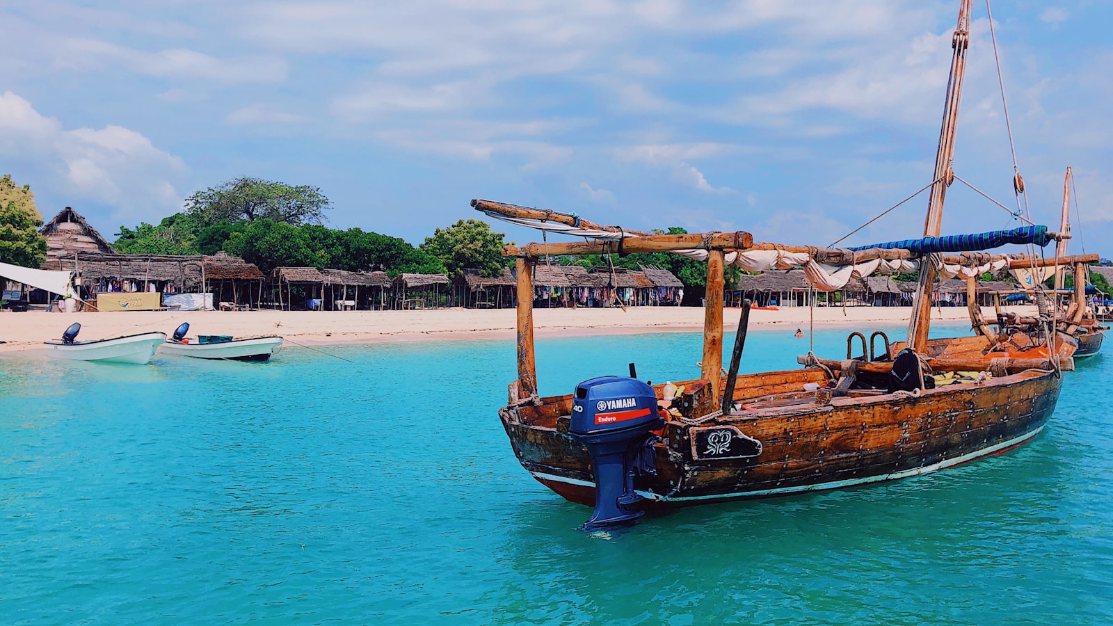 A traditional dhow sailing off Zanzibar