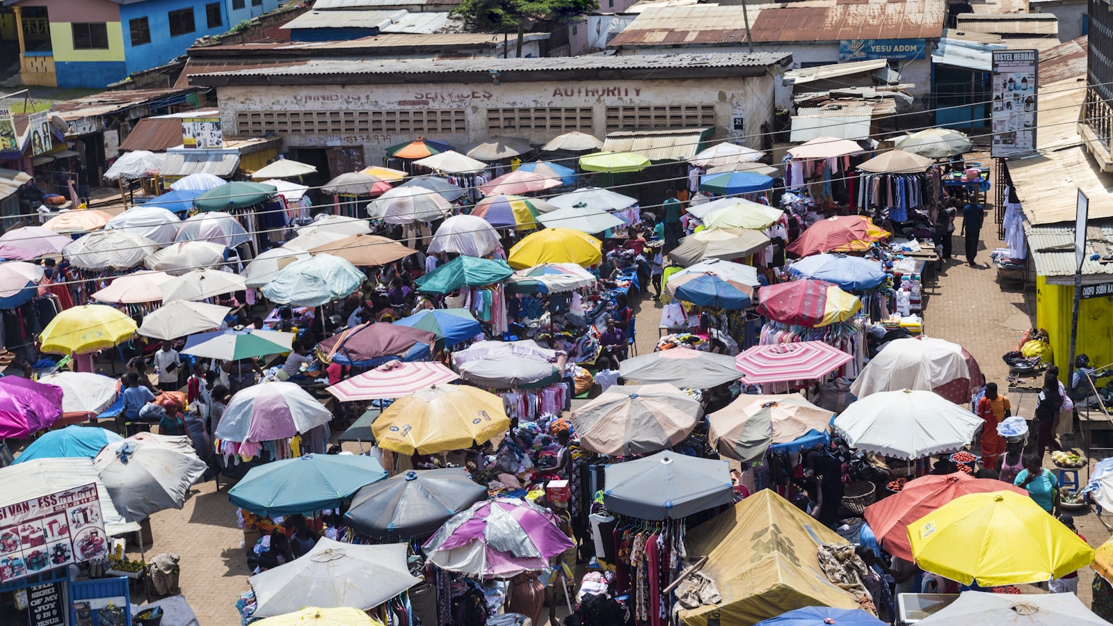 A colourful market in Ghana