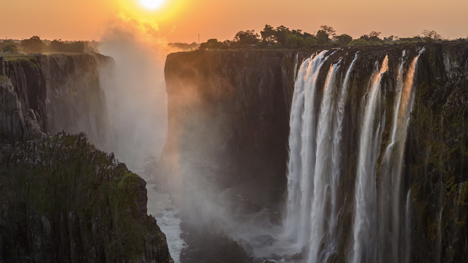 Mist rising from Victoria Falls